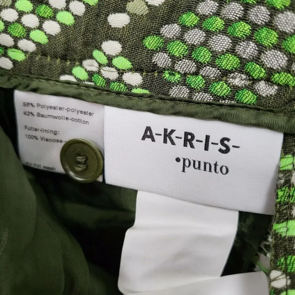 Akris Punto Pants sz 10 Madison Print Jacquard Crop In Agave geometric NWT - Picture 8 of 10